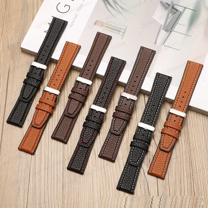 Silicone Leather Quick‑Release Watch Strap – 18/20/22mm, Waterproof for