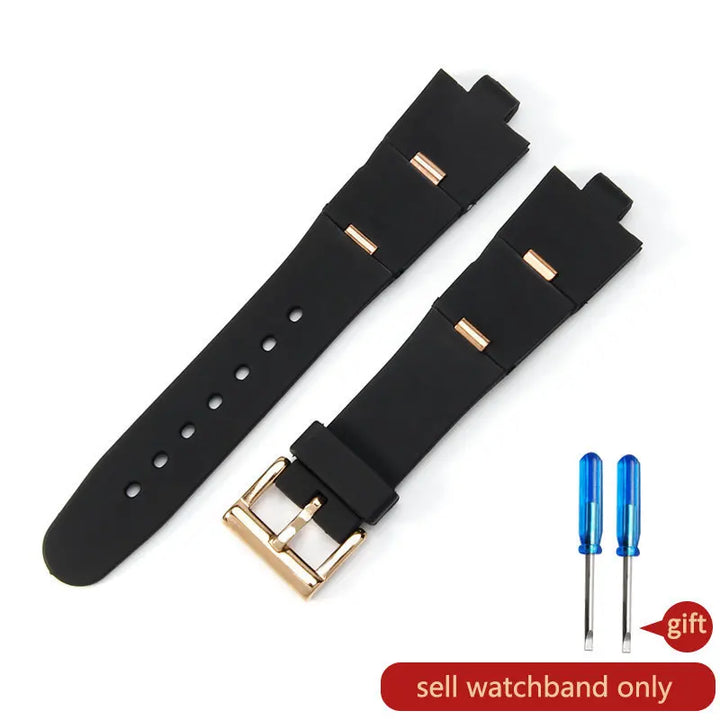 Black Rubber Replacement Watch Strap for BVLGARI (22/24mm)