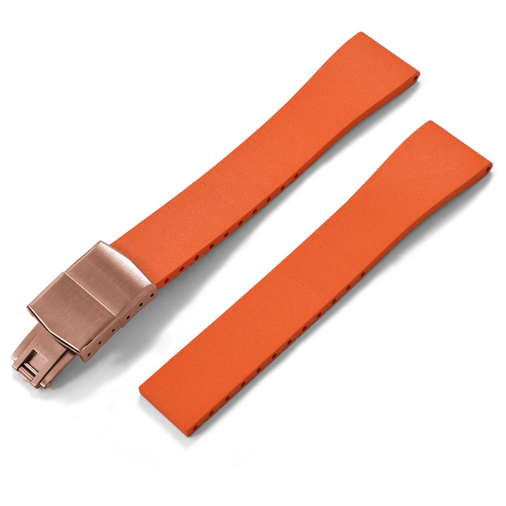 JUELONG CTS FKM Rubber Watch Strap 16–22mm Quick Release with Rose Gold Butterfly Buckle
