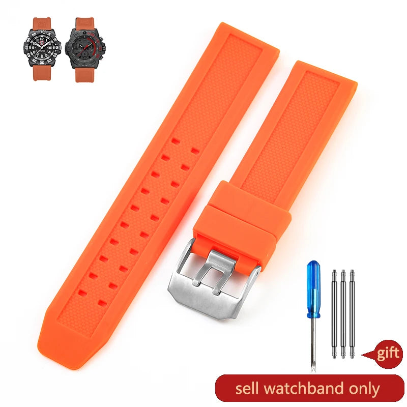Waterproof Silicone Watch Band 20–23mm for Luminox 3051.BO (Outdoor,