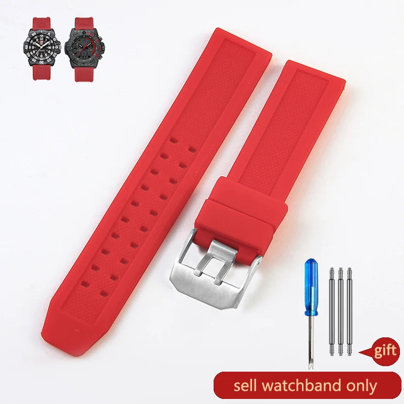 Waterproof Silicone Watch Band 20–23mm for Luminox 3051.BO (Outdoor,