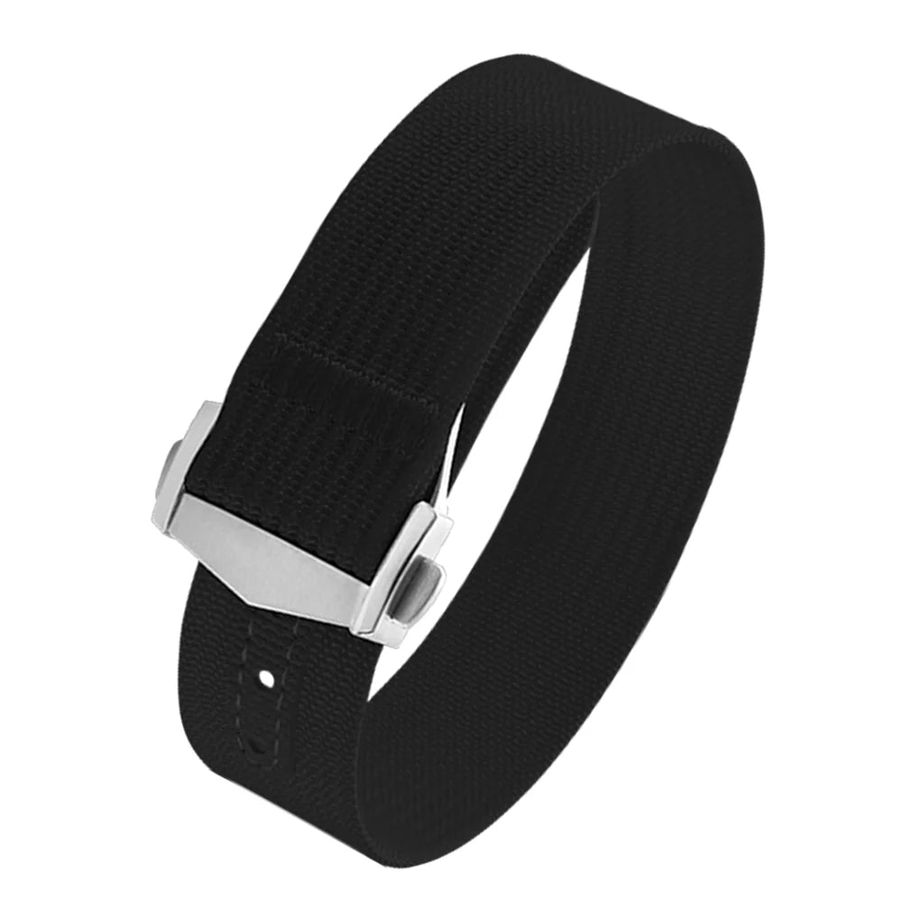 JUELONG Canvas Sailcloth Watch Strap 18mm 20mm 22mm Rubber Hole Sport Waterproof Folding Buckle Watchband For Omega Swatch Moon