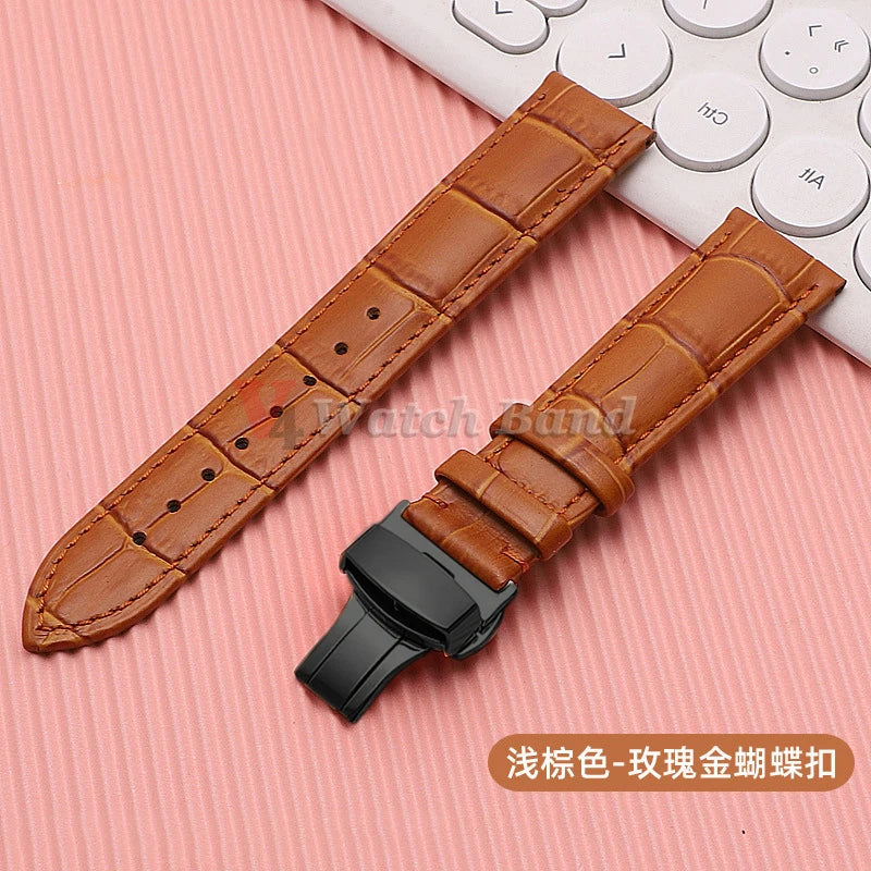 Quick Release Leather Watchband for Omega Business Watch Band for Seiko Butterfly 24mm 22mm 20mm 18mm Buckle Black Brown Strap