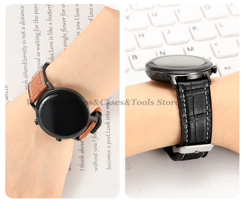 Silicone & Leather Watch Strap for Huawei & Samsung – 18–46mm