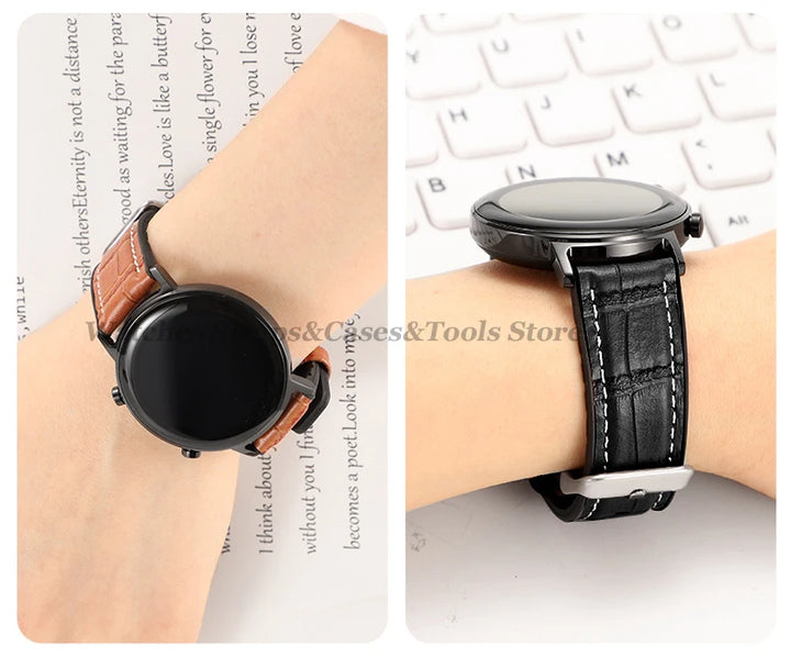 Silicone & Leather Watch Strap for Huawei & Samsung – 18–46mm