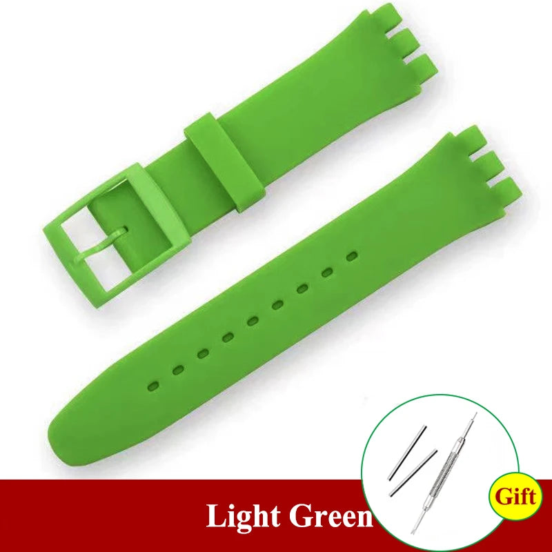 Soft Silicone Colorful Watch Strap for Swatch – 16-20mm with Tool