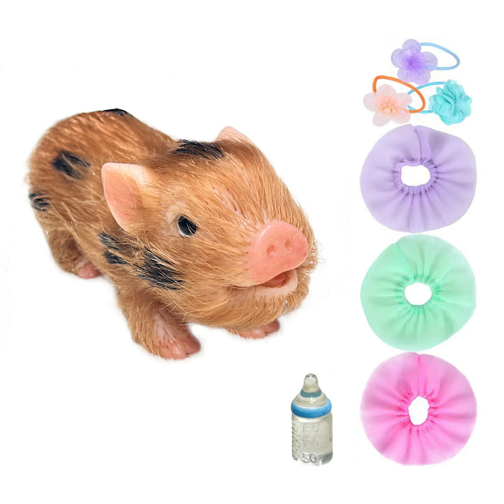 12 cm Mini Silicone Reborn Piglet Doll + 3 Outfits