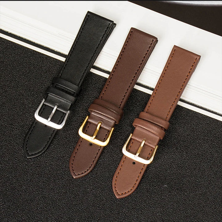 Black & Brown PU Leather Watch Strap (12–22mm)