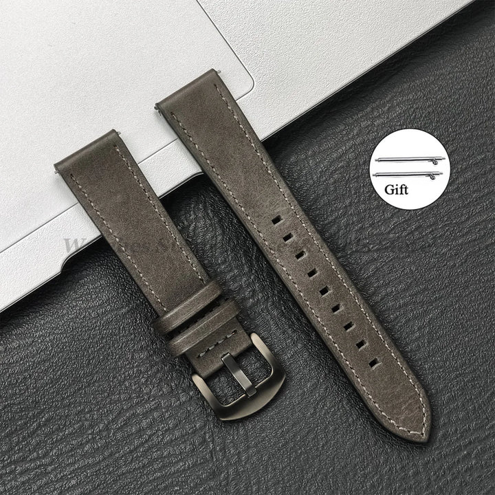 Leather Strap for Samsung Galaxy & Huawei Watches – Vintage Brown (20/22mm)