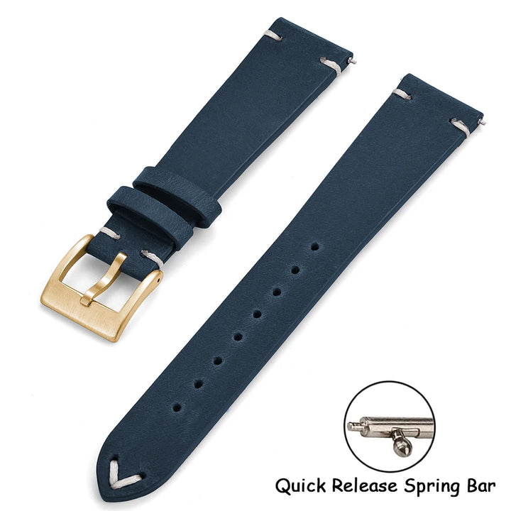 Crazy Horse Vintage Leather Quick-Release Watch Strap (18-22mm)