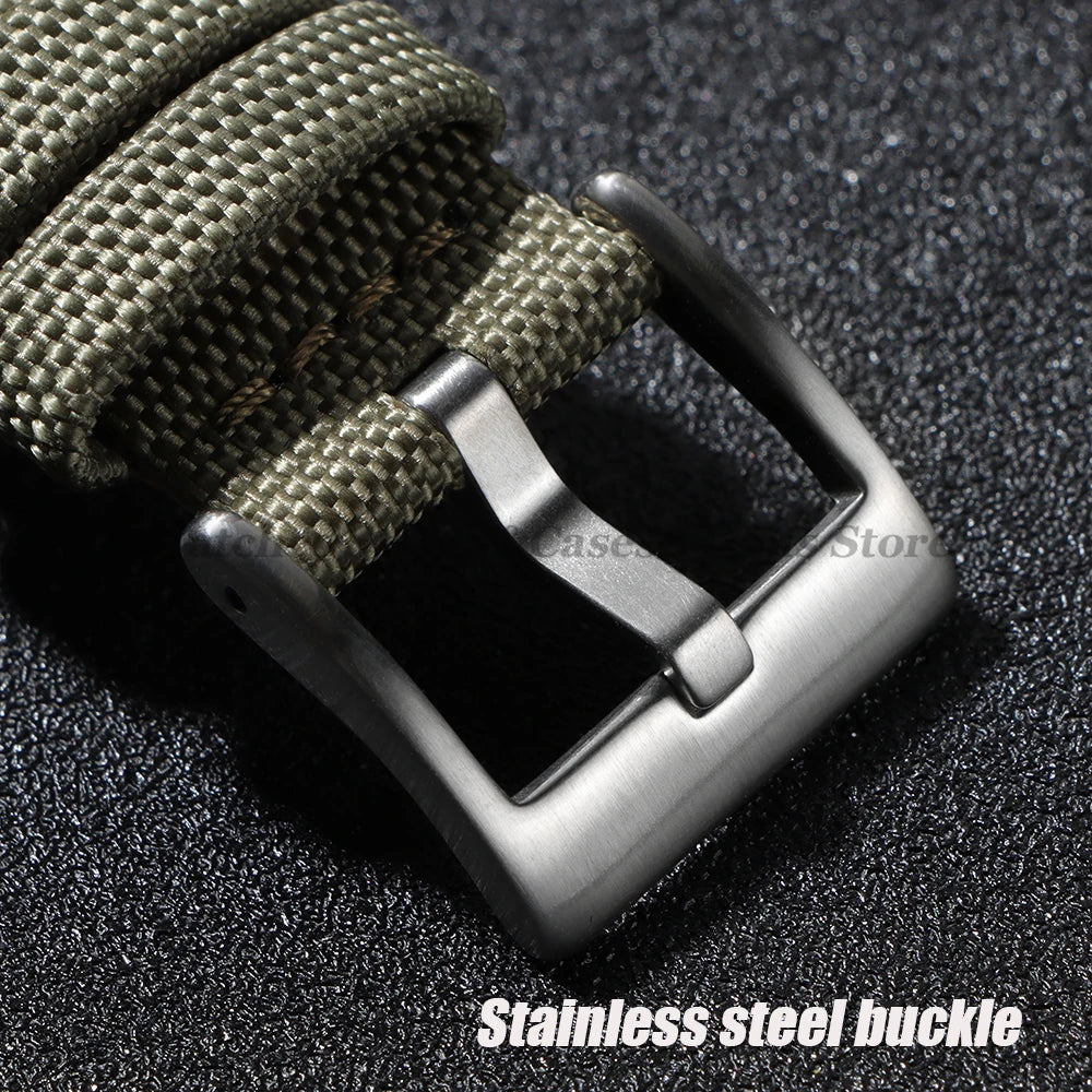 Nylon & Leather Hybrid Watch Strap (20/22mm, Quick Release)