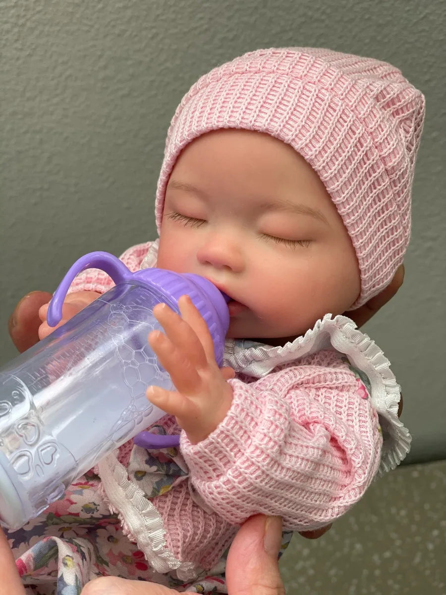 35 cm (13.7″) Soft Silicone Reborn Baby Girl – Full‑Body Handmade Doll