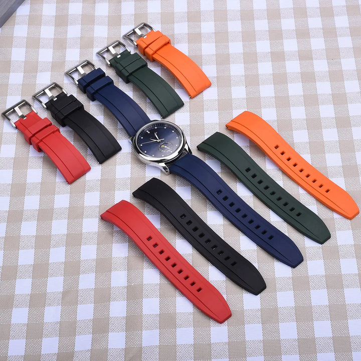 Fluororubber Watch Strap 18-20-22-24mm Sport Dustproof Wristband Quick Release FKM Watchband Suitable For Men's Diving Watches