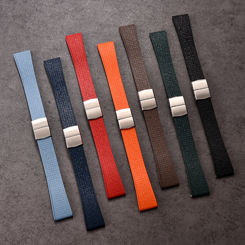 JUELONG Mosaic FKM Rubber CTS Strap 20mm 22mm Quick Release Spring Clasp For Perfect Fit Flat End Universal Watch Straps