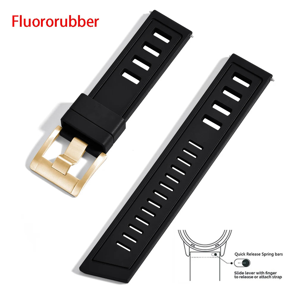 New Design SOFO Fluororubber FKM Watch Strap 20mm 22mm Waterproof Quick Release Watchbands For Each Brand Diving Watches