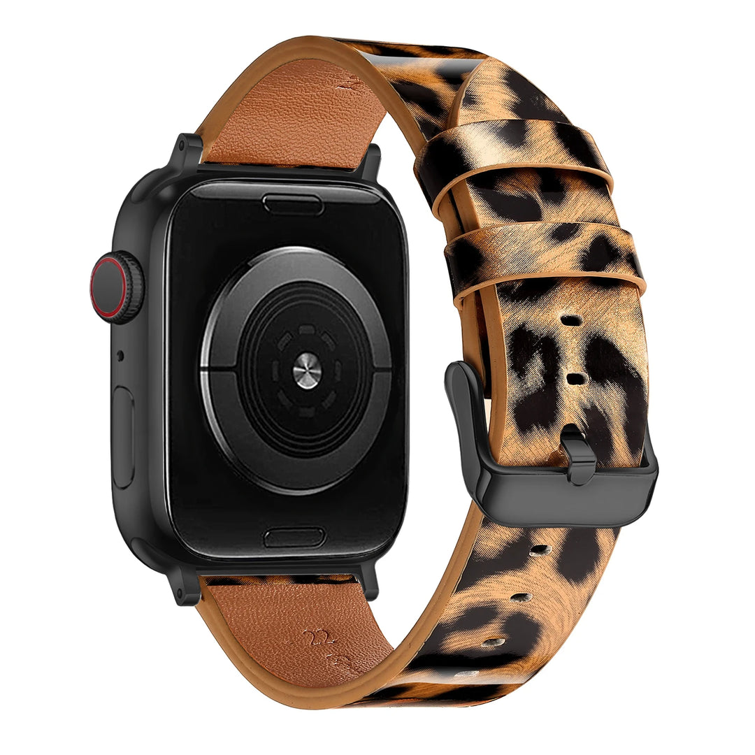 Leopard Leather Apple Watch Band for Women 38–49mm