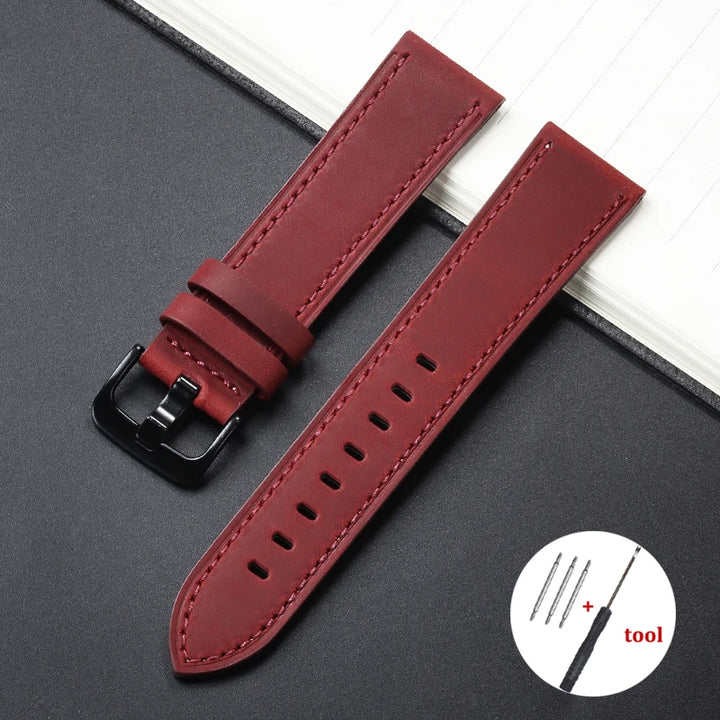 Calfskin Genuine Leather Watchbands Black Blue Watch Band 18mm 20mm 22mm 24mm Smartwatch Strap Dark Brown Watches Accessories