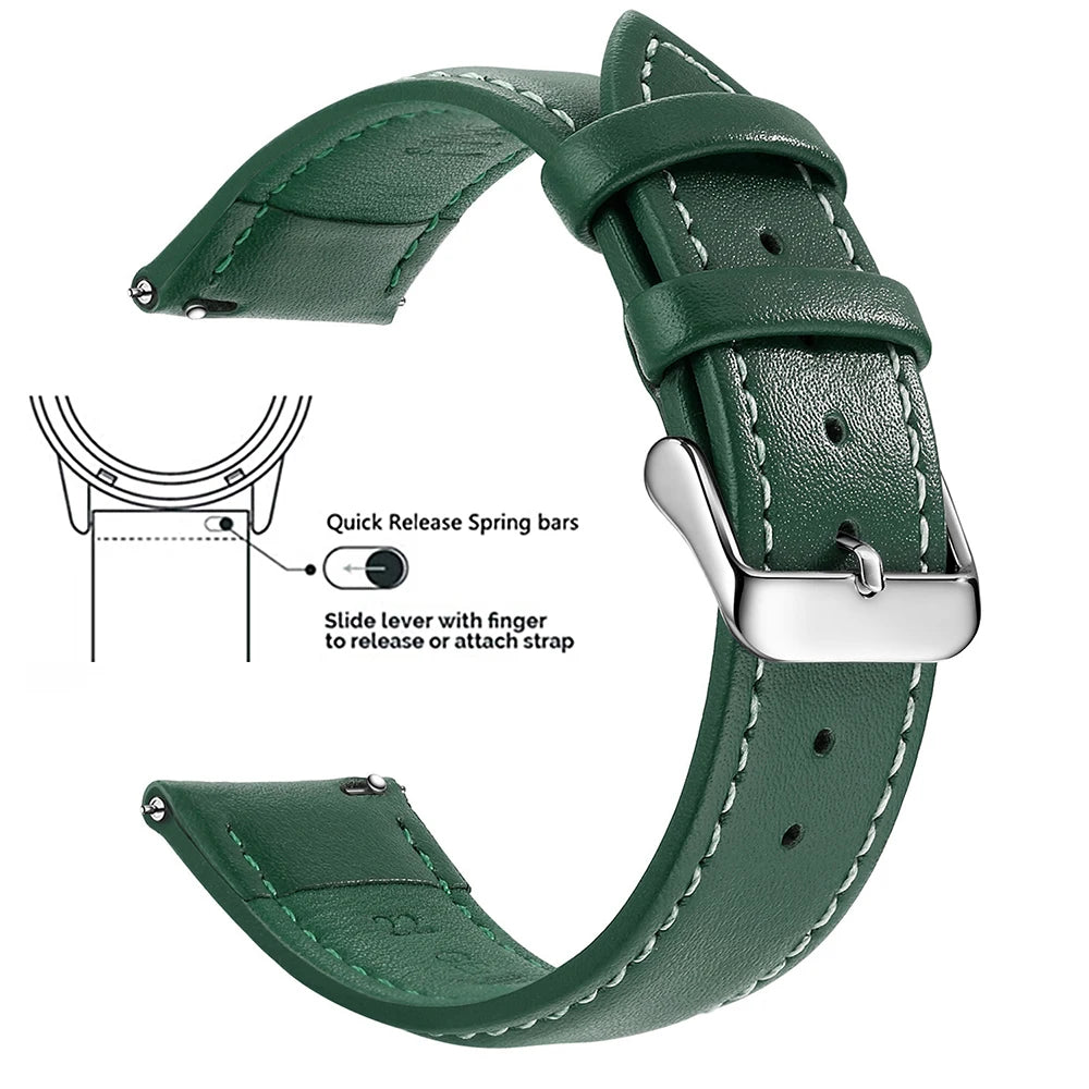 Top Grain Genuine Leather Watch Strap – 12–24mm, Quick Release