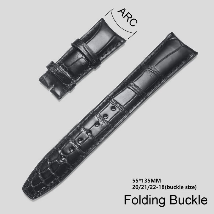 Crocodile Leather Watch bands For IWC Portugues Pilot Black Alligator Grain Bracelet Replacement Wrist Strap 20mm 21mm 22mm