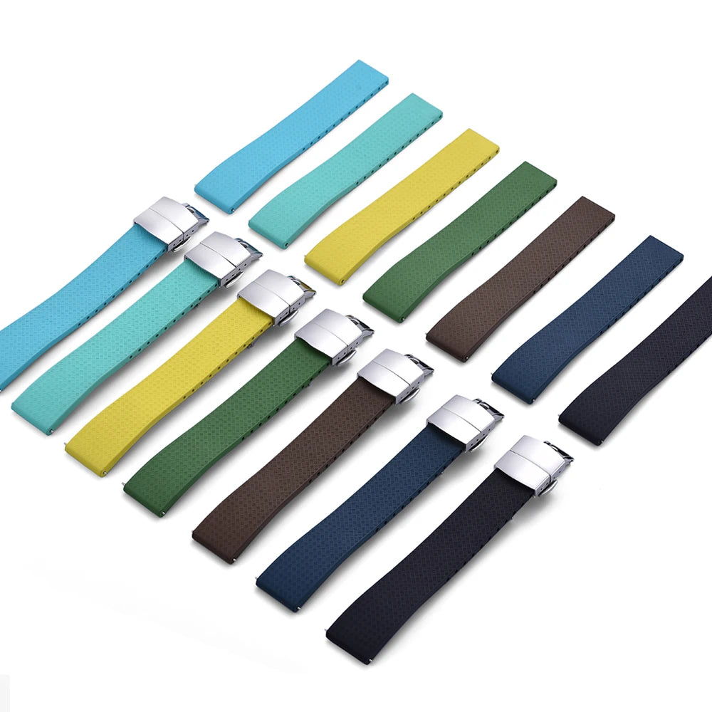NATOBELT CTS FKM Rubber Watch Strap – 18–22mm Quick Release Butterfly Buckle, Cut-to-Size