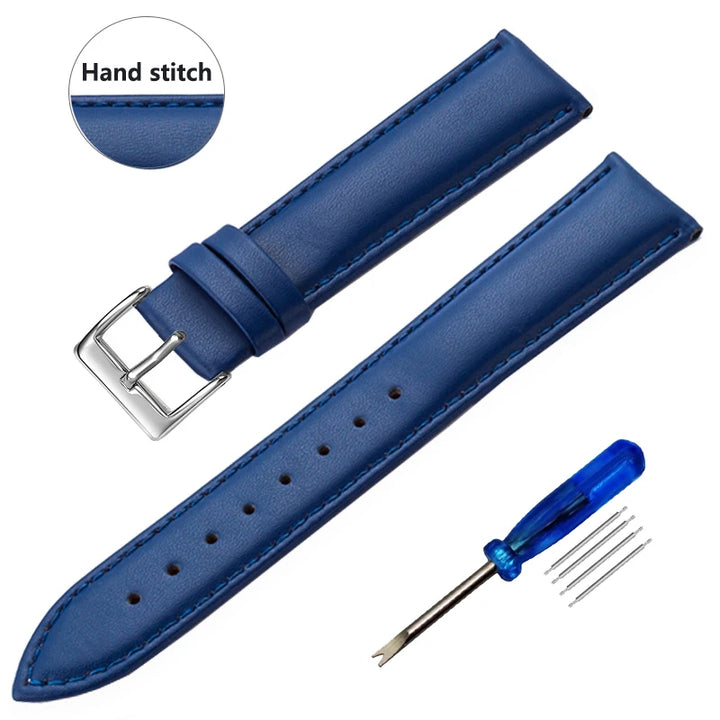 Genuine Leather Watch Strap – Smooth Finish 12–22mm