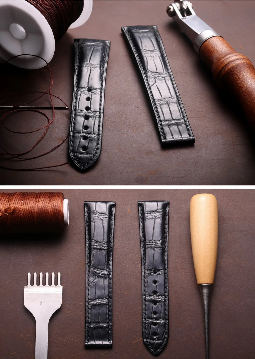 Alligator Leather Watch Bands For OMEGA Wrist Straps  HandMade Crocodile Bracelet  Replacement 19mm 20mm 21mm