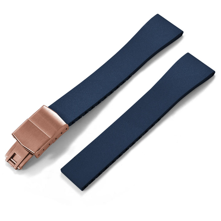 JUELONG CTS FKM Rubber Watch Strap 16–22mm Quick Release with Rose Gold Butterfly Buckle