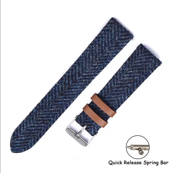 Wool Weave Vintage Leather Quick Release Watch Strap – 18/20/22mm