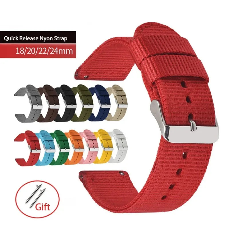 18mm 20mm 22mm 24mm Quick Release Watch Band Canvas Nylon Watch Strap for Garmin Fenix 5x Gps for Huawei Gt2 Wristband Bracelet
