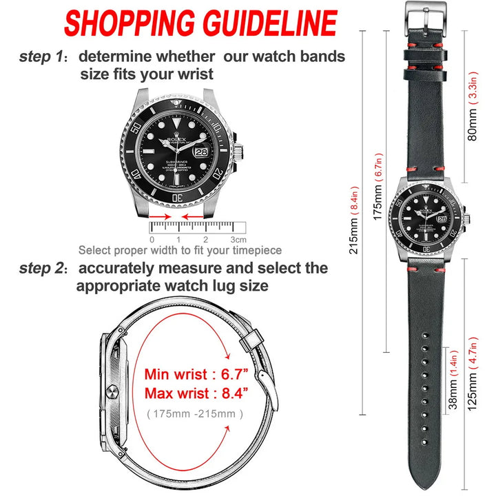 HEMSUT Italian Buttero Leather Quick-Release Watch Strap (18-22mm)