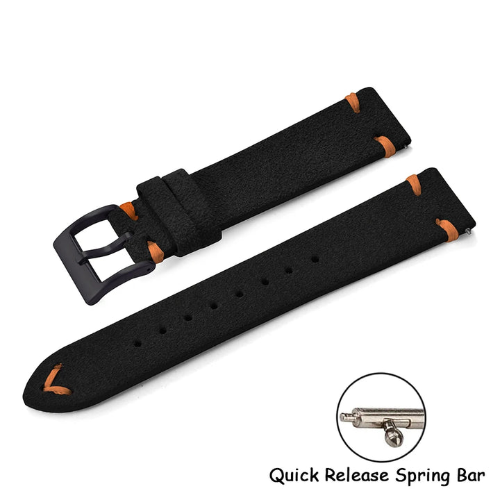 Vintage Suede Leather Quick Release Watch Strap – 20/22mm Brown/Grey