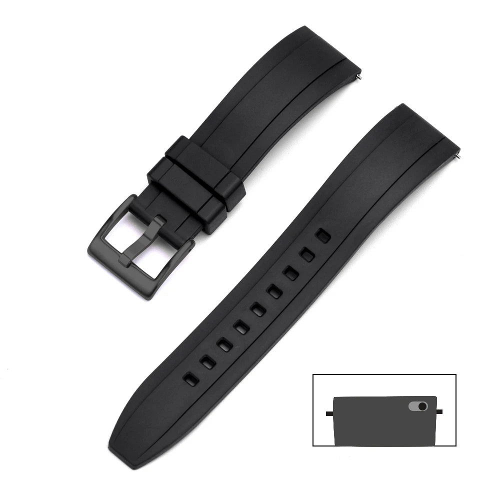 Premium Grade Vulcanized FKM Rubber Watch Strap 18mm 19mm 20mm 21mm 22mm 23mm 24mm Quick Release Watchbands