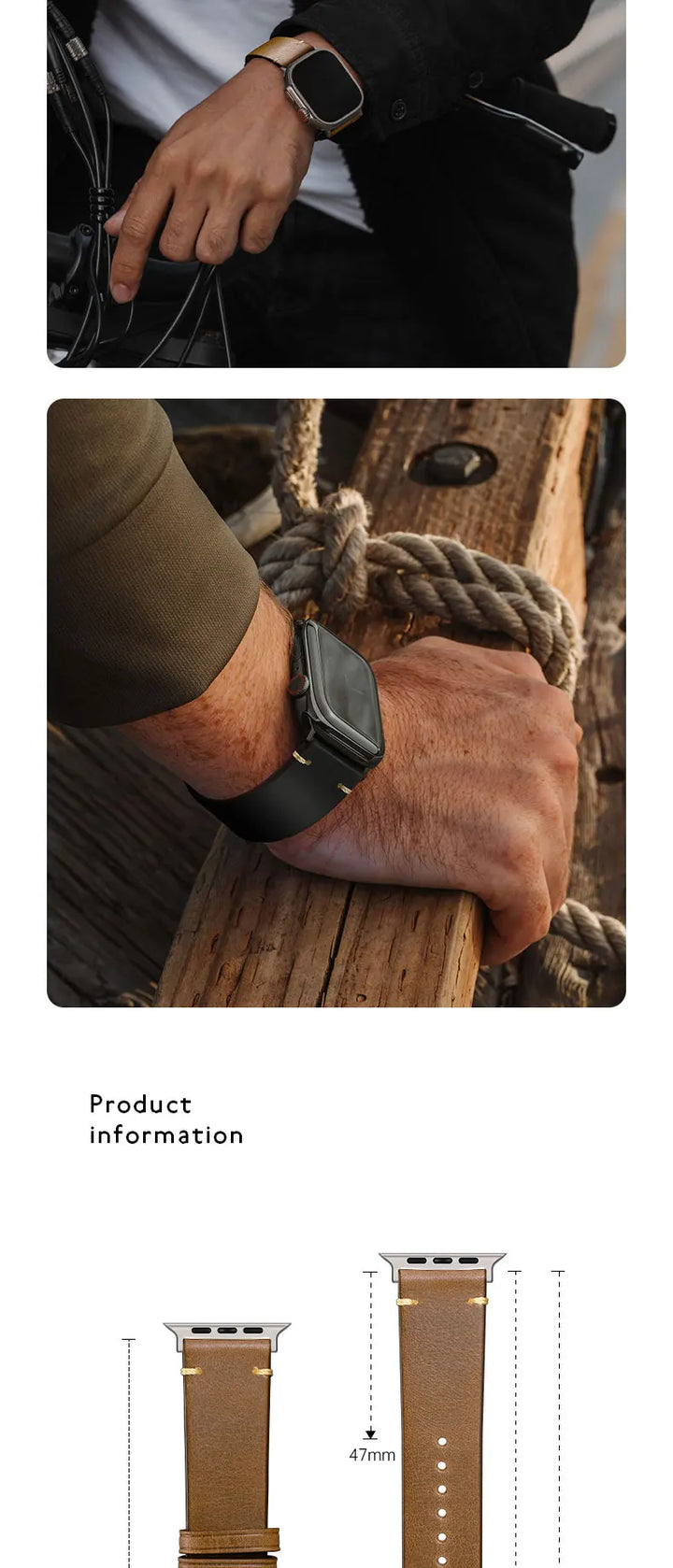 Luxury Leather Watch Strap for Apple Watch, Ultra 49mm, Series 9, 8, 7, 6, SE, 45mm, 44mm, 41mm, 40mm, Accessories Watchband