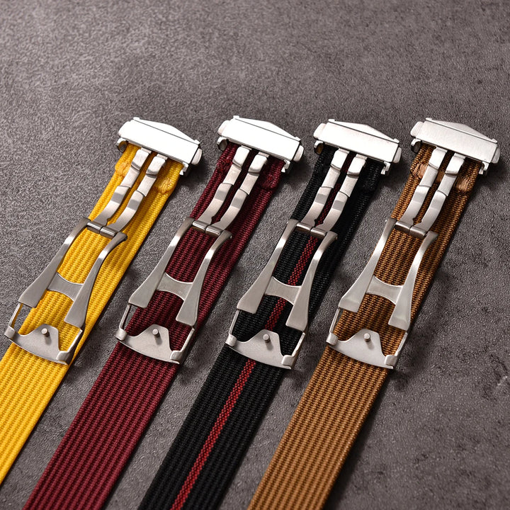 Ribbed Nylon & FKM Rubber Watch Strap – 18–22mm Folding Buckle for Omega, Tudor & Seiko