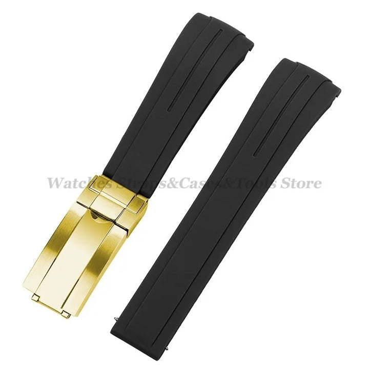 Curved Rubber Watch Strap for Rolex Daytona/Submariner – 20–22mm, Silicone