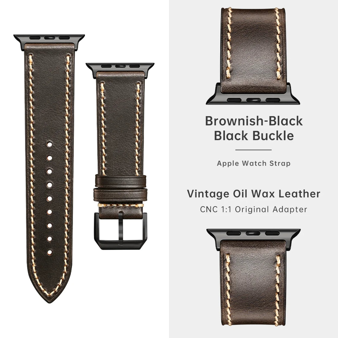 Apple Watch Luxury Cow Leather Strap For Ultra 2 49mm Band Series 9 8 7 6 5 SE 45mm 44mm 41mm 40mm Handmade Watchbands