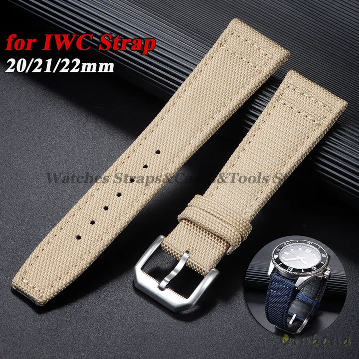 Nylon Canvas Watch Strap for IWC Pilot 20mm 21mm 22mm Strap Waterproof Sport Watch Strap Cowhide Wrist Belt Men's Women Bracelet