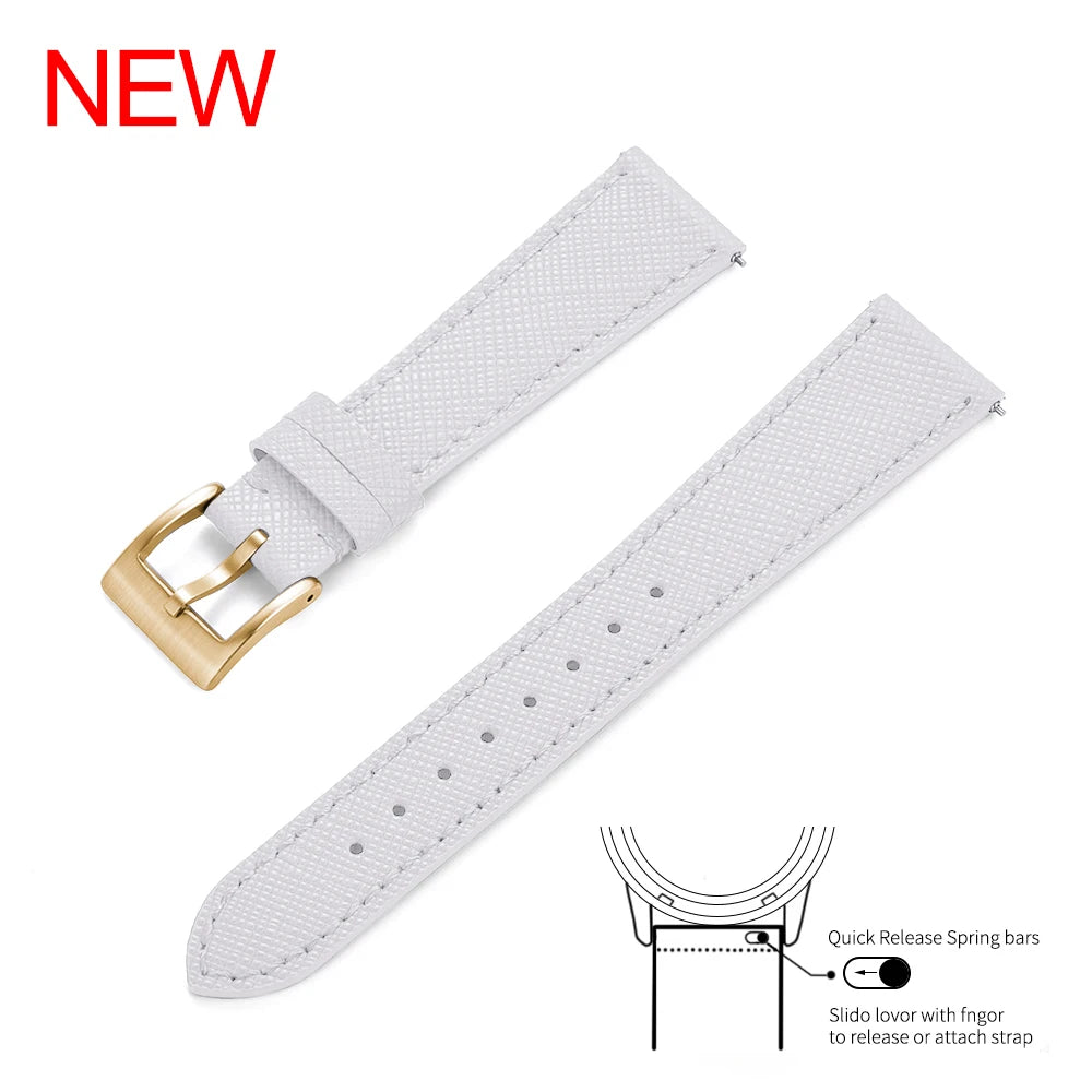 Premium Grade Quick Release Vintage Stitched Leather Watch Strap Saffiano Leather Watchbands 18mm 19mm 20mm 21mm 22mm 23mm 24mm