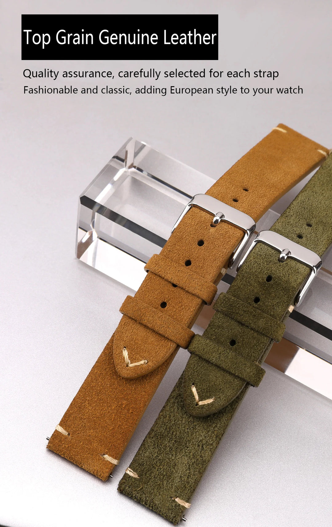 Genuine Leather Quick-Release Watch Strap 14–22mm