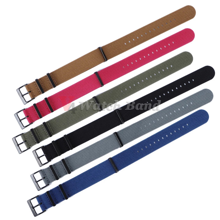 Universal Fabric Nylon Watch Strap with Black Buckle (20/22mm)