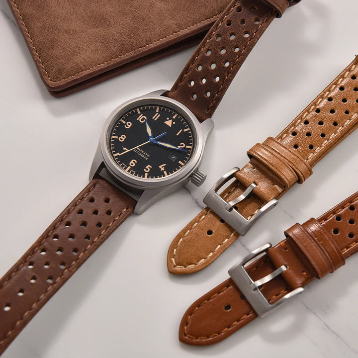 Breathable Leather Watch Strap 18-22mm Quick Release for Omega, Seiko
