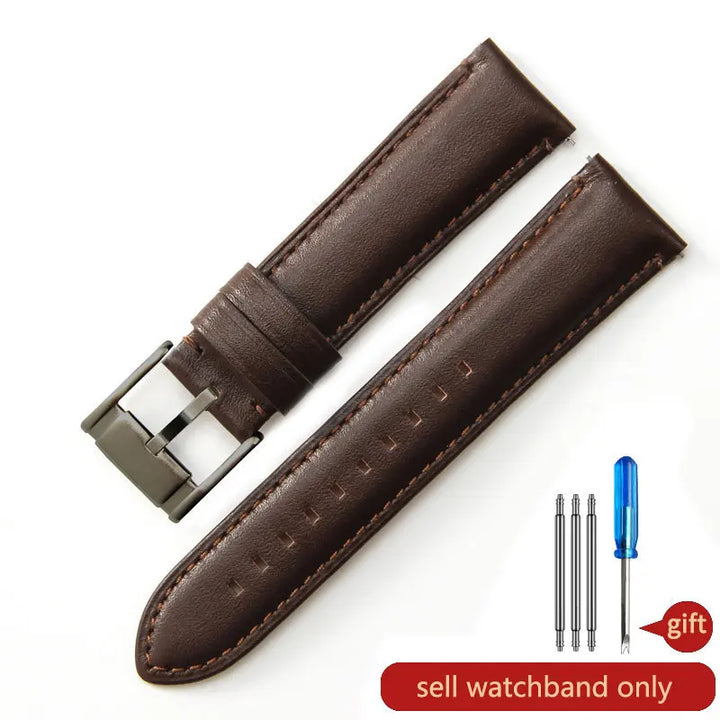 Genuine Leather Watch Strap for Fossil (22/24mm, Dark Blue)