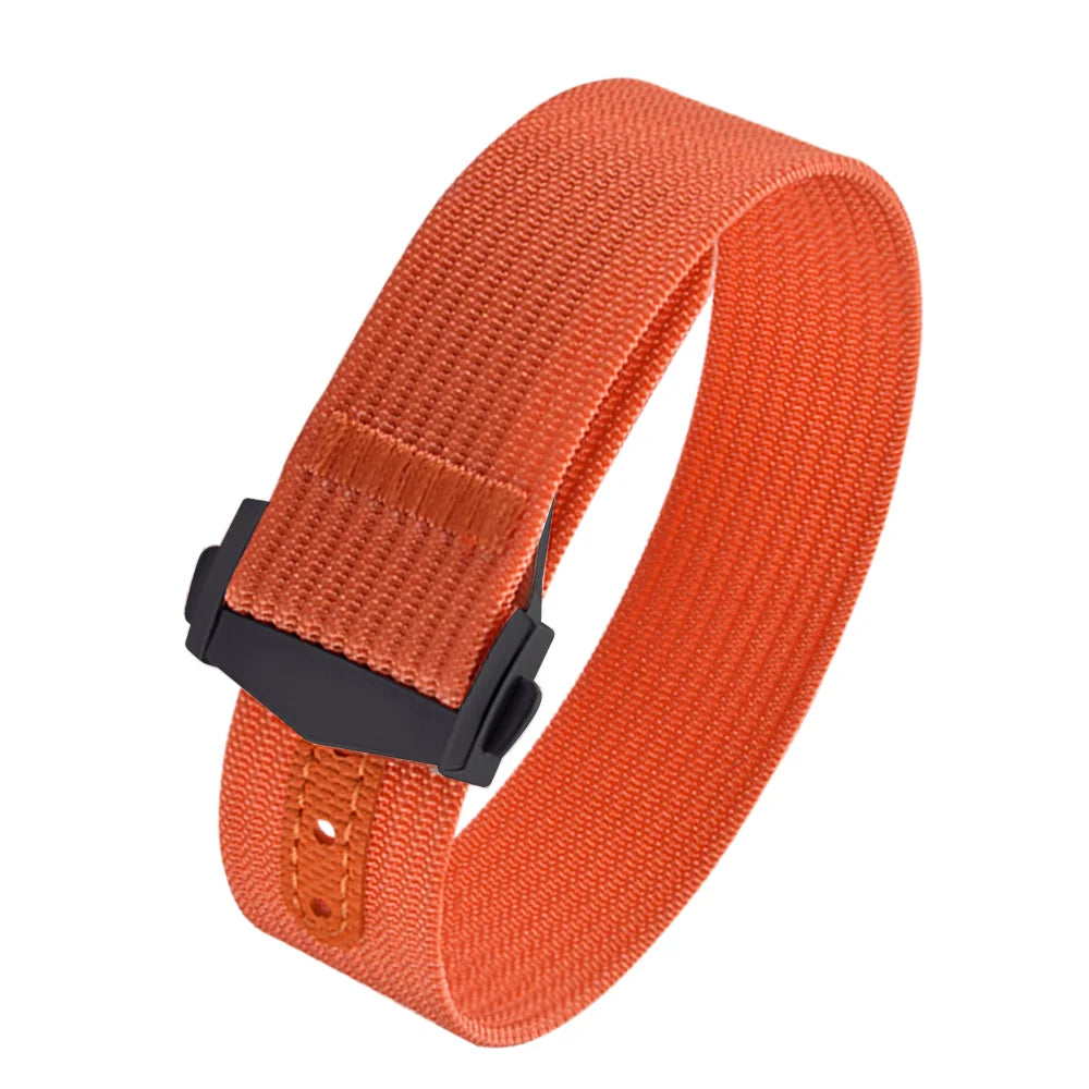 JUELONG Canvas Sailcloth Watch Strap 18mm 20mm 22mm Rubber Hole Sport Waterproof Folding Buckle Watchband For Omega Swatch Moon