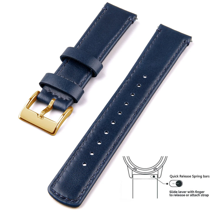 Top Grain Genuine Leather Quick Release Watch Band 20–22mm for Samsung Galaxy Watch
