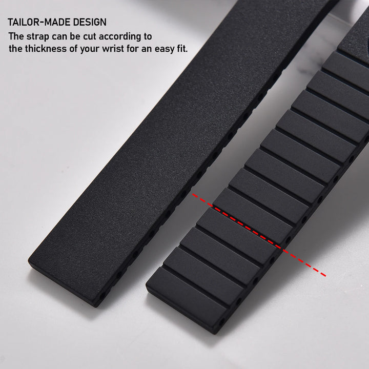 NATOBELT CTS FKM Rubber Watch Band Strap 16mm 18mm 19mm 20mm 21mm 22mm Quick Release Butterfly Cut-to-Size Sweatproof Waterproof