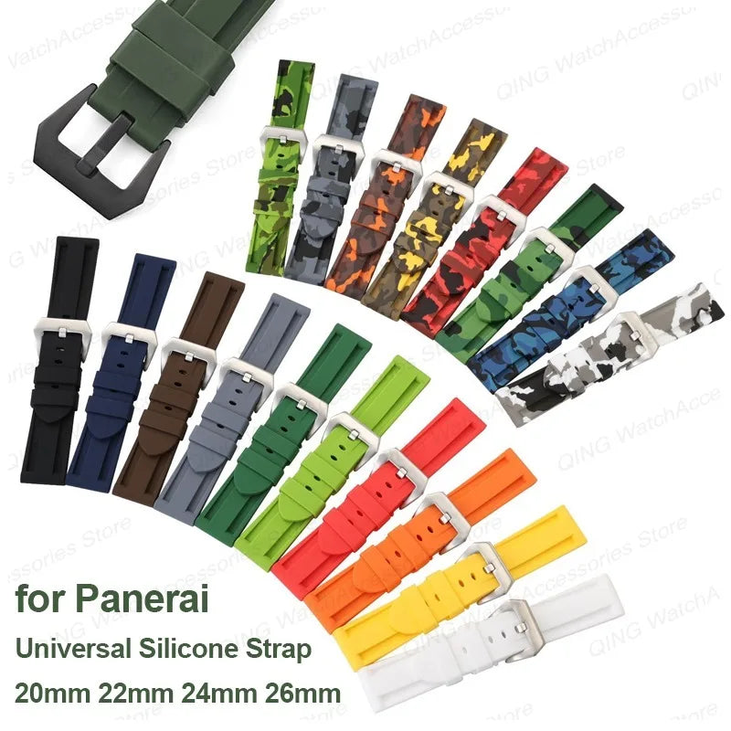 Panerai Silicone Watch Strap – 20–26mm, Waterproof Rubber Band