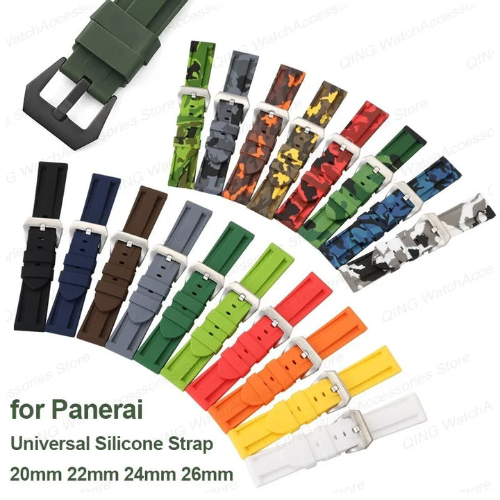 Panerai Silicone Watch Strap – 20–26mm, Waterproof Rubber Band