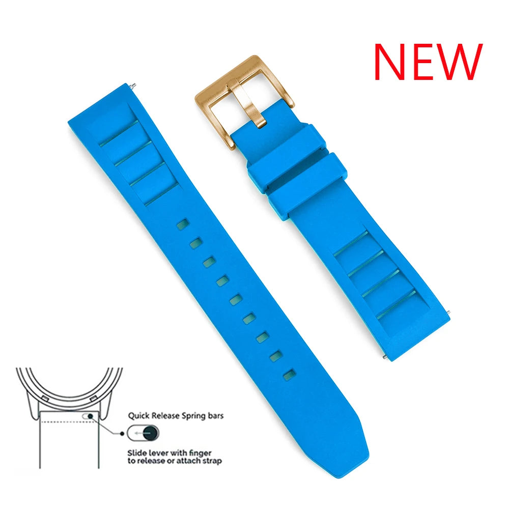 Premium Fluoro Rubber Watch Band Quick Release FKM Rubber Watch Strap 20mm 22mm Watch Strap Watch Replacement Watchband