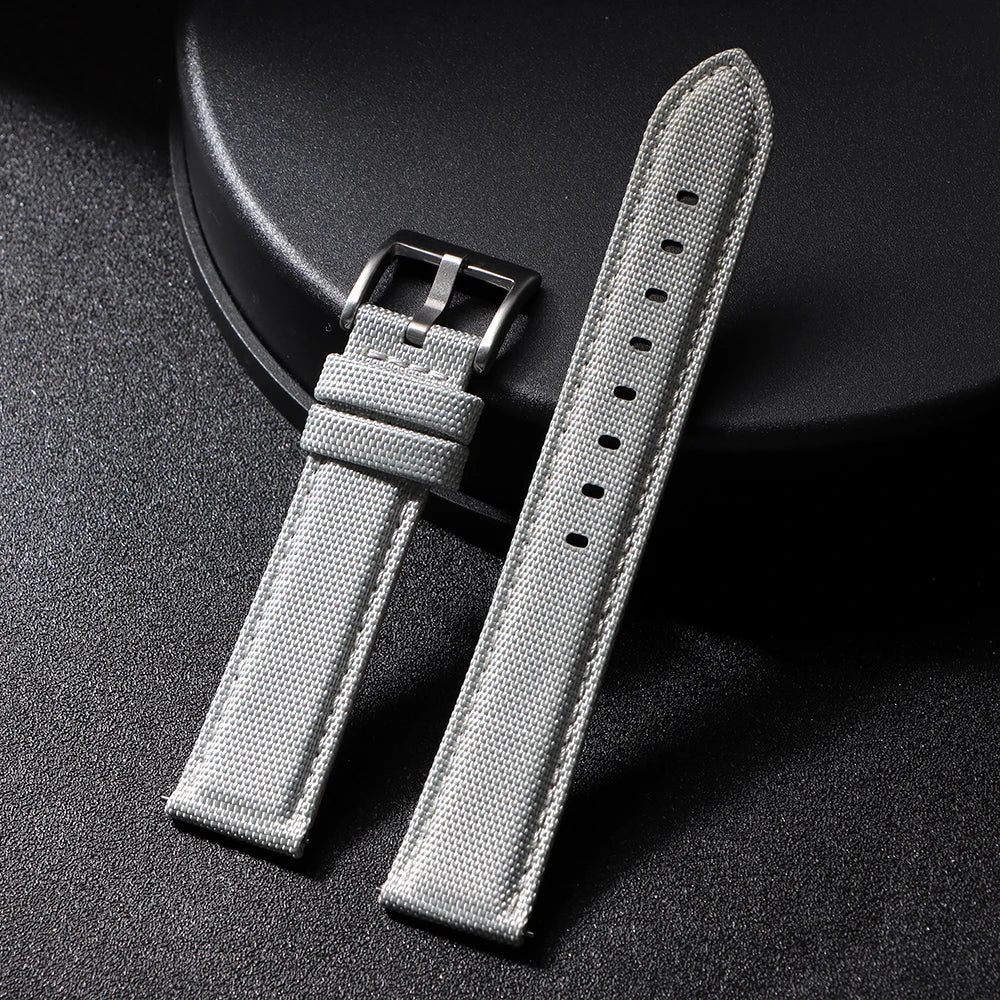 Nylon & Leather Hybrid Watch Strap (20/22mm, Quick Release)