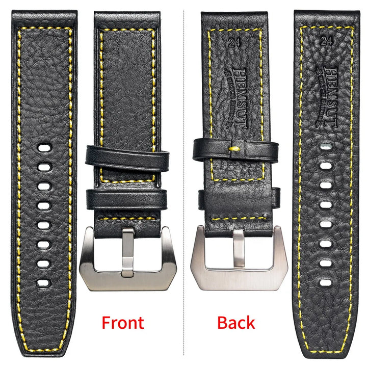 HEMSUT Genuine Leather Watch Strap – Retro Handmade Cowhide (20-26mm)